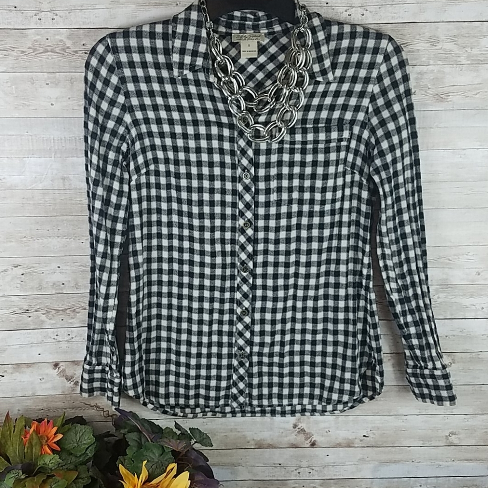 Lucky Brand, 0005, Black/White checkered top, Sz S - Picture 7 of 11